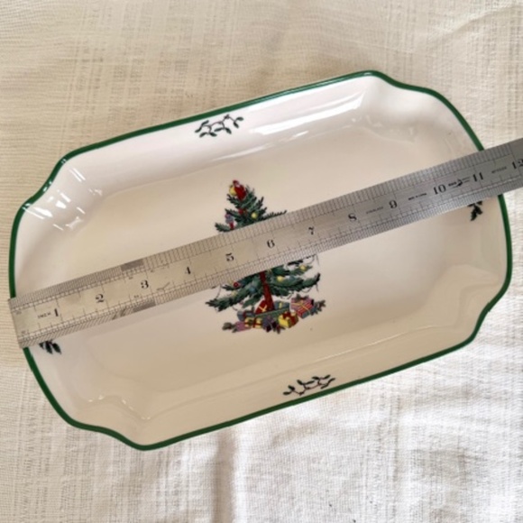 Spode Christmas Tree Rectangular Scalloped Tray 11.5" - Picture 7 of 9